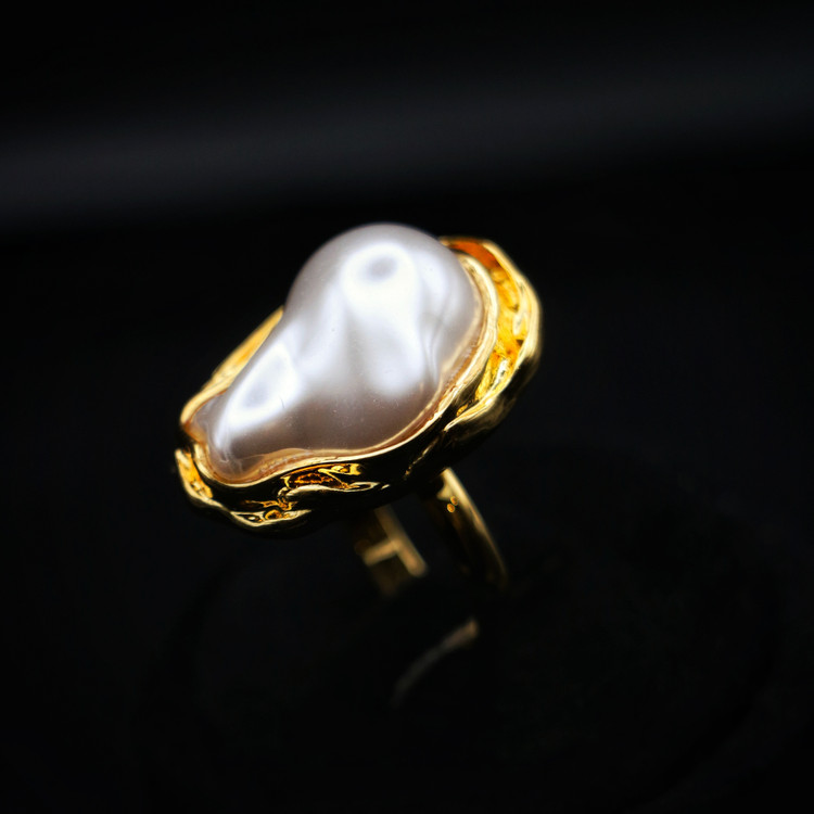 انگشتر زنانه استیل مدل موج مروارید (Pearl Wave) – کد A9046
