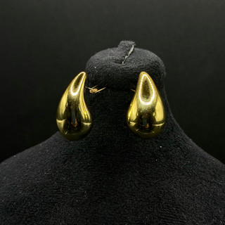 گوشواره زنانه استیل وارداتی طرح اشک طلایی براق – کد A10073